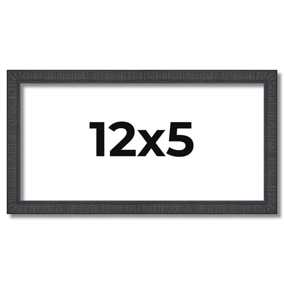 12x5 Frame Brown Solid Wood Picture Frame - Complete Modern Photo Frame Includes UV Acrylic