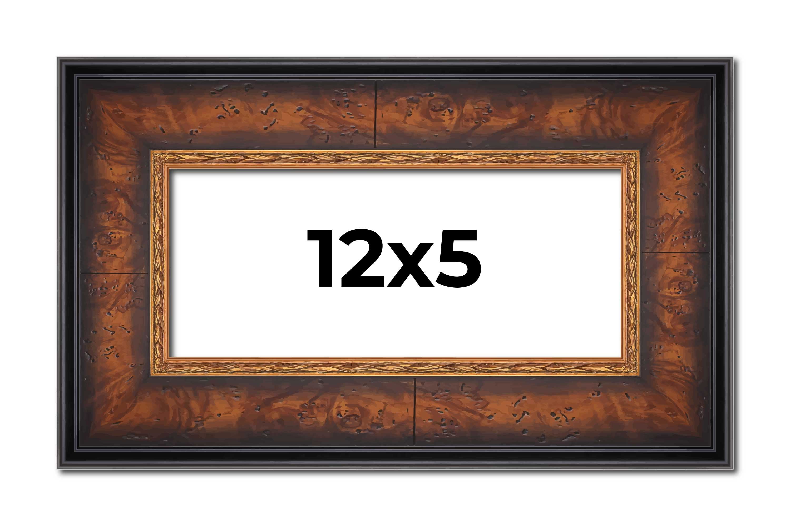 12x5 Frame Brown Walnut Gold Ornate Trim Solid Wood Plein Air Picture ...