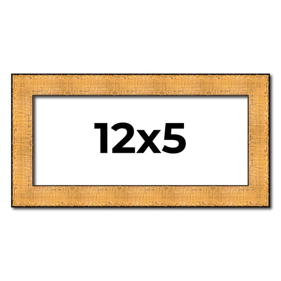 12x5 Frame Gold Rustic Solid Wood Picture Frame | 1.25 Inch Wide Moulding | Rustique Gold