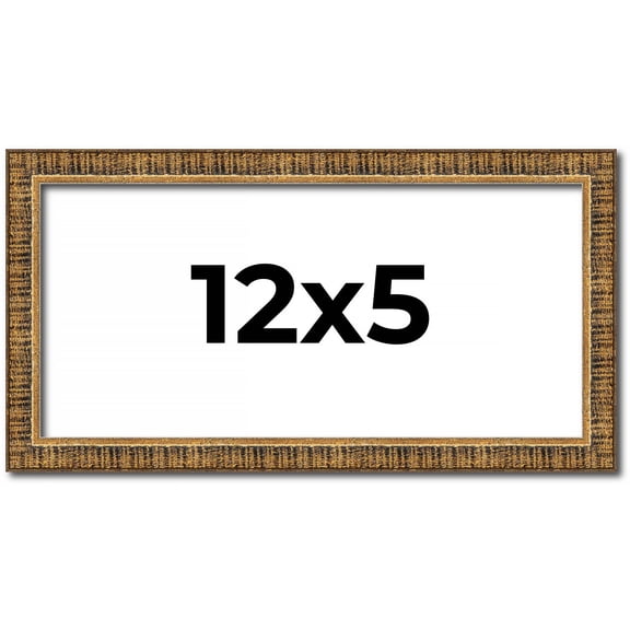 12x5 Frame Gold Solid Wood Picture Frame - Complete Modern Photo Frame Includes UV Acrylic