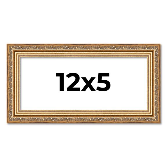 12x5 Frame Gold Solid Wood Picture Frame Width 1.25 Inches | Interior Frame Depth 0.375 Inches |