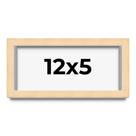 12x5 Frame Natural Wood Picture Frame | 0.75 Inch Moulding Width | with UV Acrylic Plexiglass, Foam