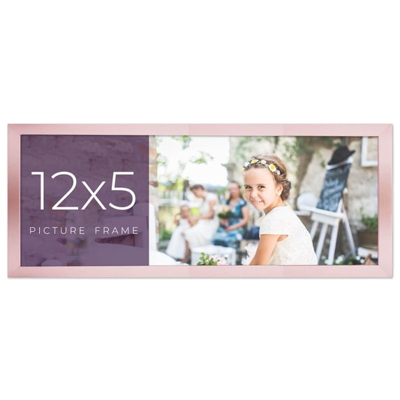 12x5 Frame Pink Real Wood Picture Frame Width 0.75 inches | Interior Frame Depth 0.5 inches | Rose