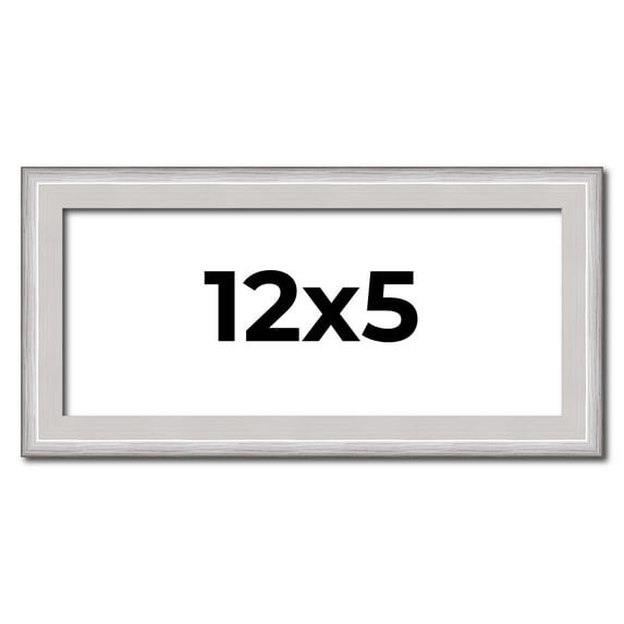 12x5 Frame Silver Inner Slope Bevel Picture Frame | 1 Inch Moulding Width | 0.75 Inch Rabbet Depth