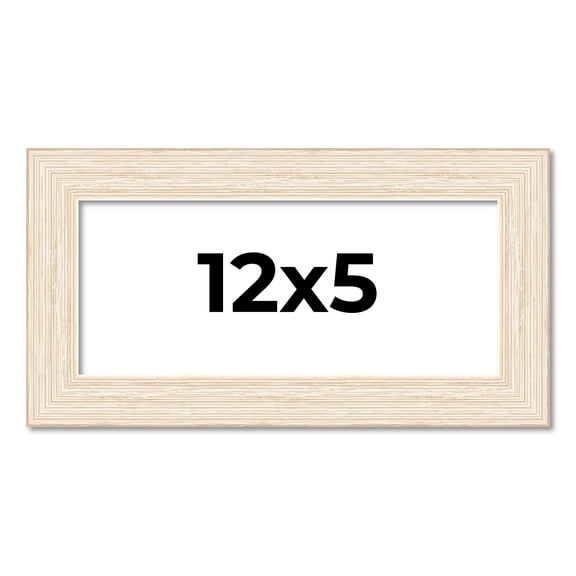 12x5 Frame White Barnwood Picture Frame Includes UV Acrylic Plexiglass, Acid Free Foam Backing