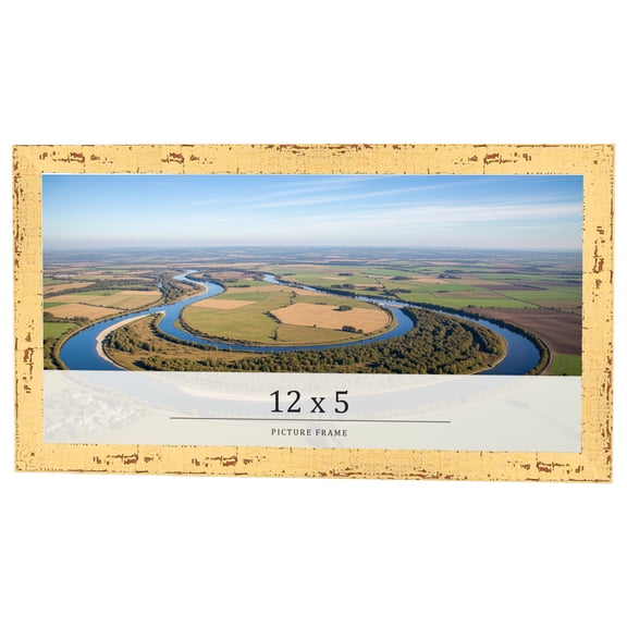 12x5 Frame Yellow Real Wood Picture Frame Width 1.25 inches | Interior Frame Depth 0.5 inches |