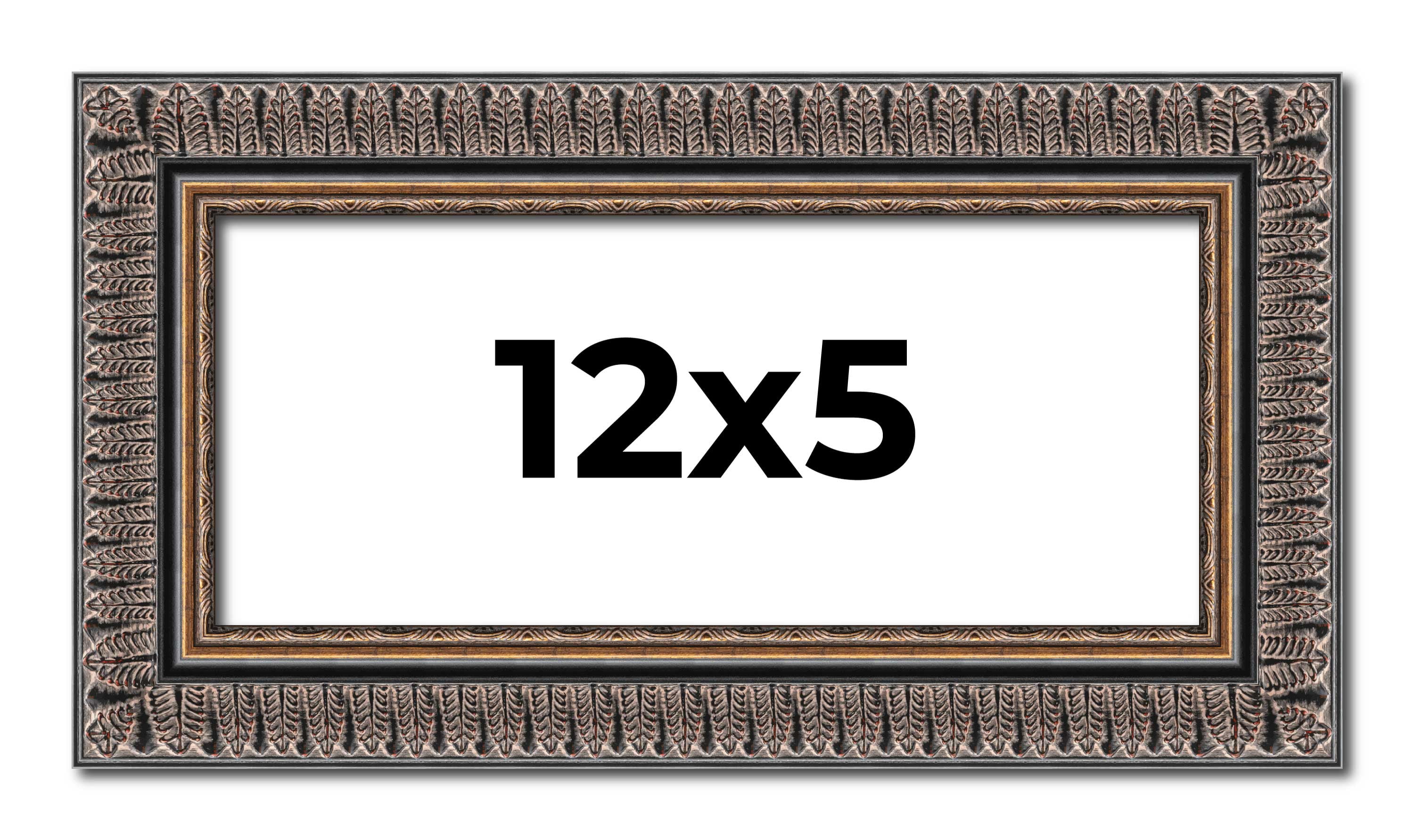 12x5 IN Frame Black Feather Payton Ornate Solid Wood Picture Frame ...