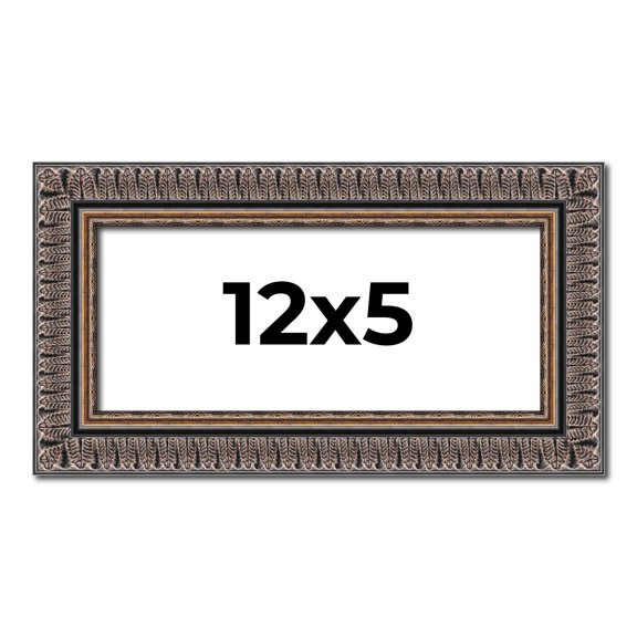 12x5 IN Frame Black Feather Payton Ornate Solid Wood Picture Frame Width 1.75 Inches | Interior