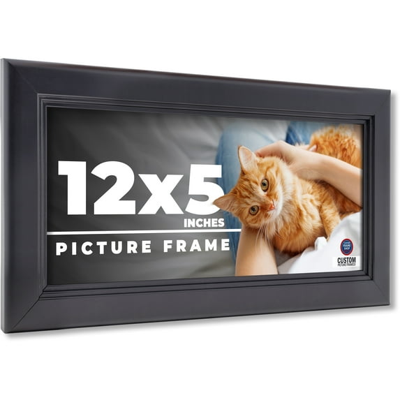 12x5 IN Frame Black Passaggi Solid Wood Picture Frame Width 1.5 Inches | Interior Depth 0.5 Inches