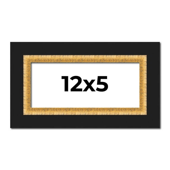 12x5 IN Frame Gold Real Wood Picture Frame Width 2.25 Inches | Interior Frame Depth 0.5 Inches |