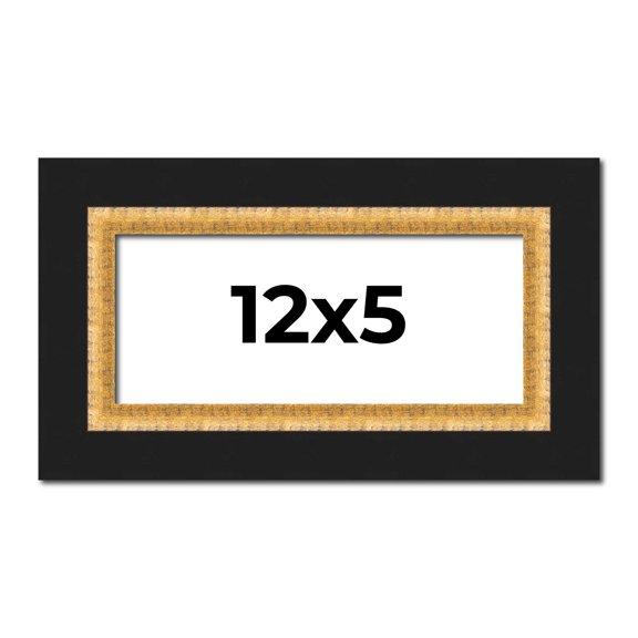 12x5 IN Frame Gold Real Wood Picture Frame Width 2.25 Inches | Interior Frame Depth 0.5 Inches |