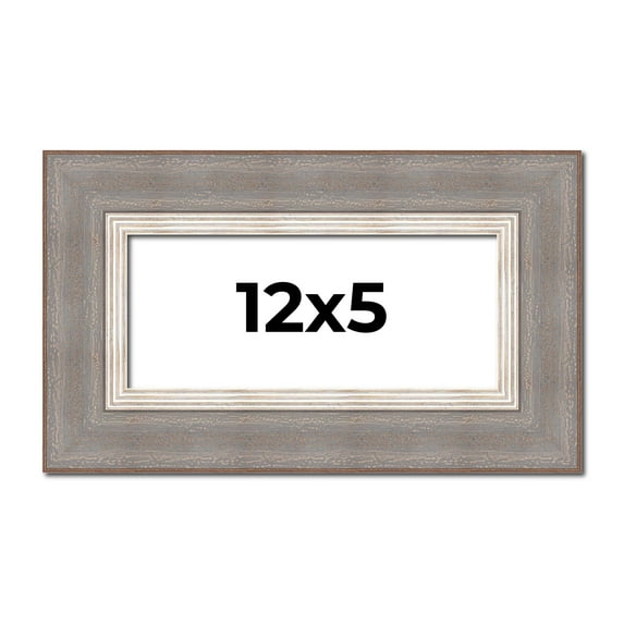 12x5 IN Frame Grey Real Wood Picture Frame Width 2.75 Inches | Interior Frame Depth 0.5 Inches |