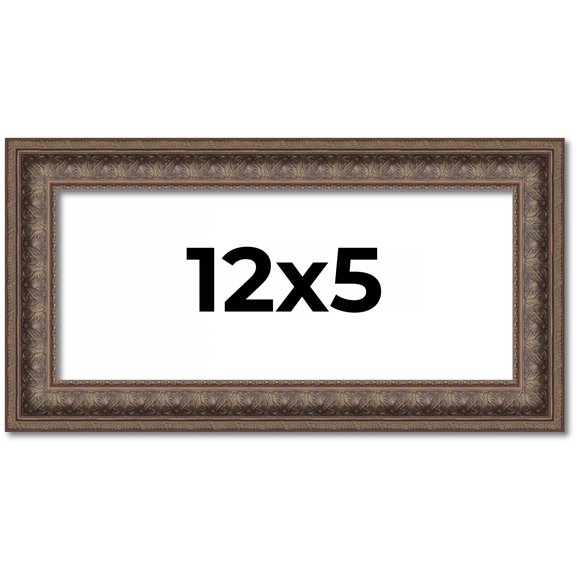 12x5 IN Ornate Brown Real Wood Picture Frame Width 1.5 Inches | Interior Frame Depth 0.5 Inches |