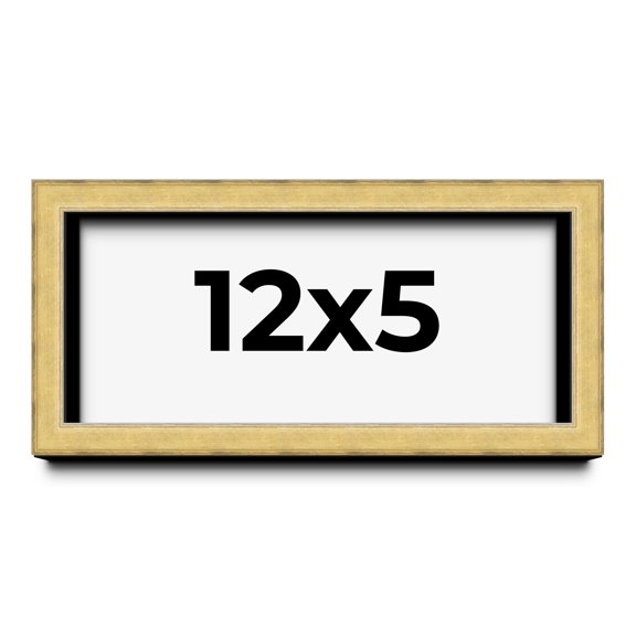 12x5 IN Shadow Box Frame Gold | 1.375 Inches Deep Real Wood Contemporary Shadowbox Display Frame |