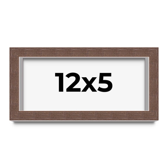 12x5 Shadow Box Frame Brown | 1.125 inches Deep Real Wood Rustic Shadowbox Display Frame | UV