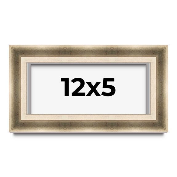 12x5 Shadow Box Frame Silver | 1.75 inches Deep Real Wood Traditional Shadowbox Display Frame | UV