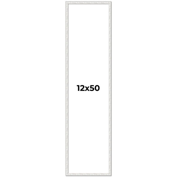 12x50 Frame White Scuffed Rustic Solid Wood Picture Frame | 0.75 Inch Moulding Width| Includes UV
