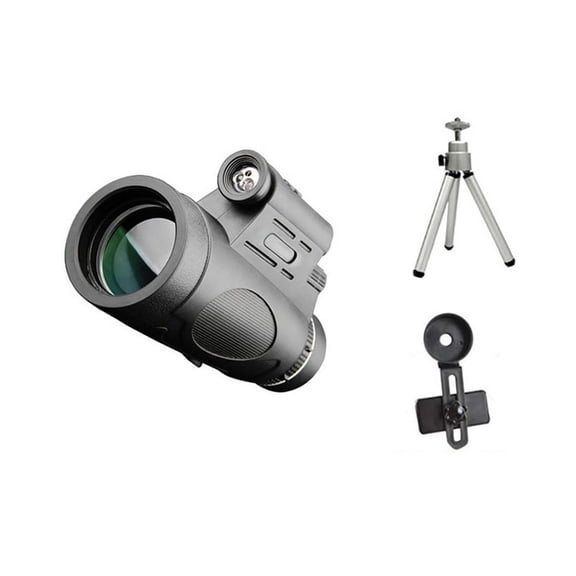 12x50 Monoculars BAK4 Prism Portable HD Monocular Telescope Lighted Telescope for Birdwatching Hiking Monocular,Set,1 * Monocular 1 * Tripod 1 * Mobile phone holder