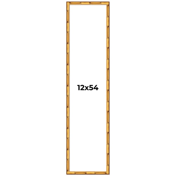 12x54 Frame Gold Bamboo Solid Wood Picture Frame | 0.75 Inch Moulding Width | Interior Frame Depth