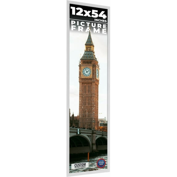 12x54 Frame White Solid Wood Picture Frame Includes UV Acrylic Shatter Guard Front, Acid Free Foam
