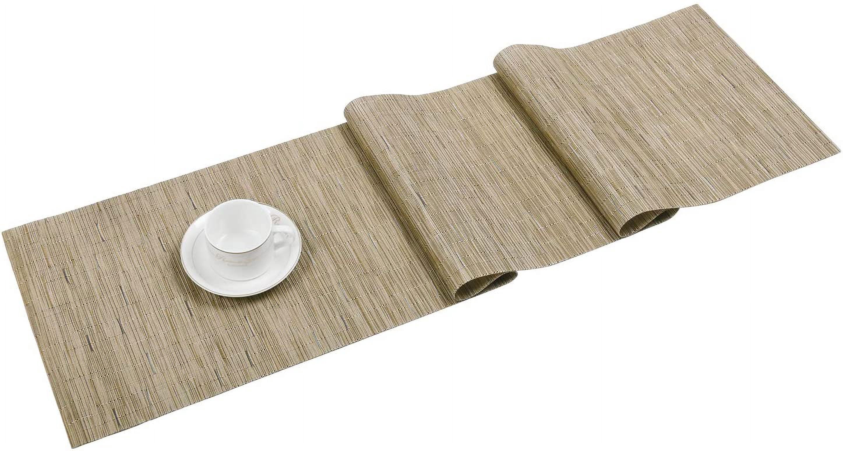 Kicthen Clean Signs 12x54 Inch Woven Vinyl Table Runner Reversible Wipe Clean Washable PVC ...