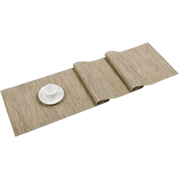 12x54 Inch Woven Vinyl Table Runner Reversible Wipe Clean Washable PVC ...