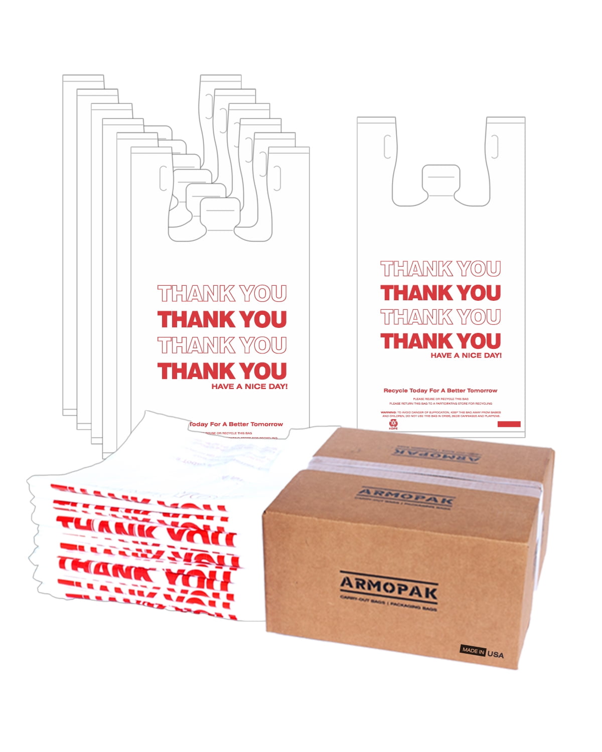 Thank You T Shirt Plastic Bags (1000/Case), 1/6 Barrel - Shopping Bags - Foto 4