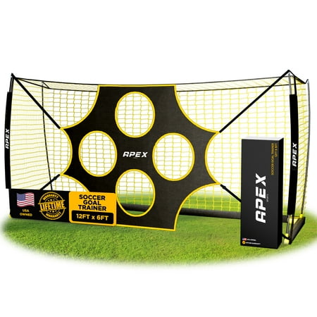 12x6 FT Soccer Goal with Precision Target – Portable Soccer Net with Removable 10-Hole Target, Portable Design, Quick Setup, Ground Stakes & Collapsible Frame for Indoor/Outdoor Training
