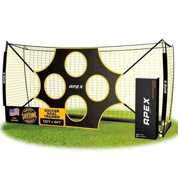 12x6 FT Soccer Goal with Precision Target Portable Soccer Net with Removable 10-Hole Target, Portable Design, Quick Setup, Ground Stakes & Collapsible Frame for Indoor/Outdoor Training