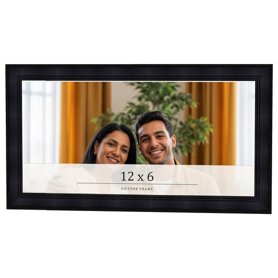 12x6 Frame Black Passaggi Solid Wood Picture Frame Width 1.5 Inches | Interior Frame Depth 0.5