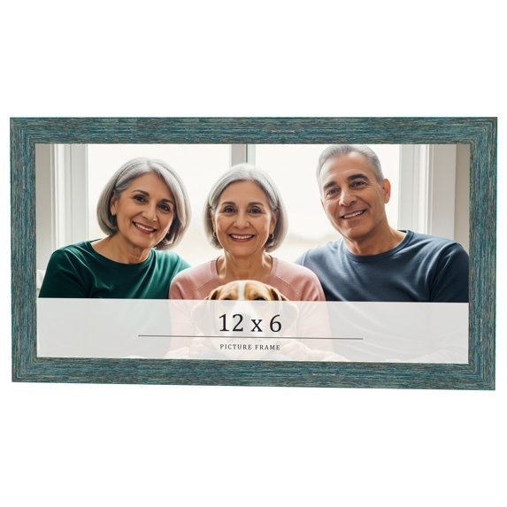 12x6 Frame Blue Rustic Barnwood Solid Wood Picture Frame Width 1.25 Inches | Interior Depth 0.5