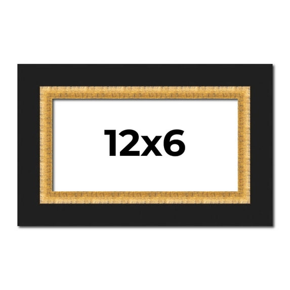 12x6 Frame Gold Real Wood Picture Frame Width 2.25 Inches | Interior Frame Depth 0.5 Inches |