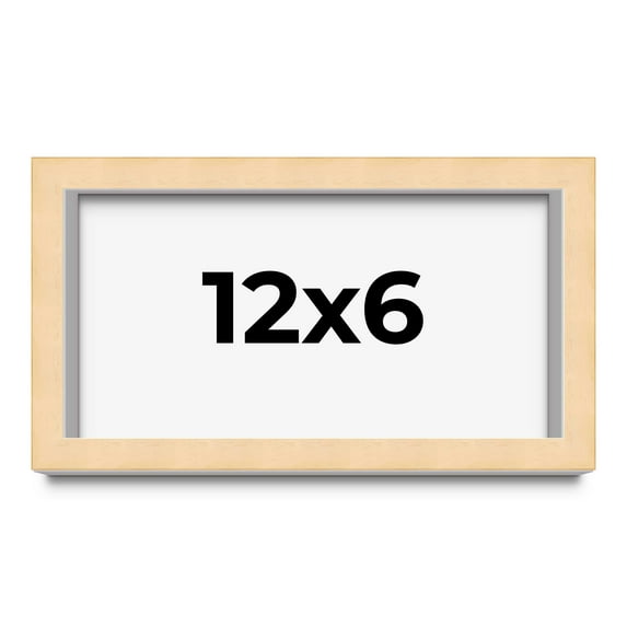 12x6 Frame Natural Wood Picture Frame | 0.75 Inch Moulding Width | with UV Acrylic Plexiglass, Foam