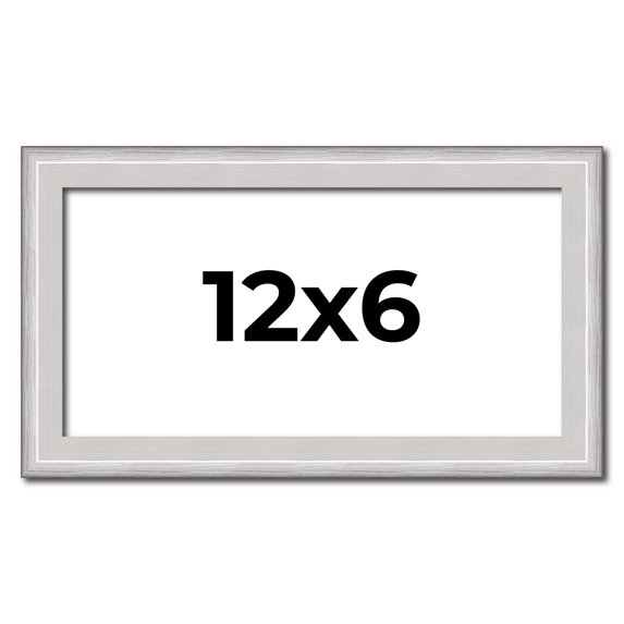 12x6 Frame Silver Inner Slope Bevel Picture Frame | 1 Inch Moulding Width | 0.75 Inch Rabbet Depth
