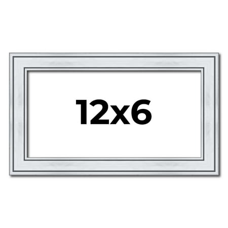 12x6 Frame Sterling Silver Solid Wood Picture Frame | 1.25 Inch Moulding Width | 0.75 Inch Interior