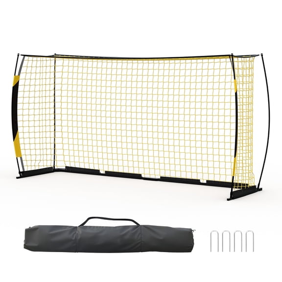 12x6 Ft Portable Soccer Goal for Backyard, Collapsible Training Net with Heavy Duty Metal Base, Weather-Resistant, Quick Setup with Carry Bag for Indoor Outdoor