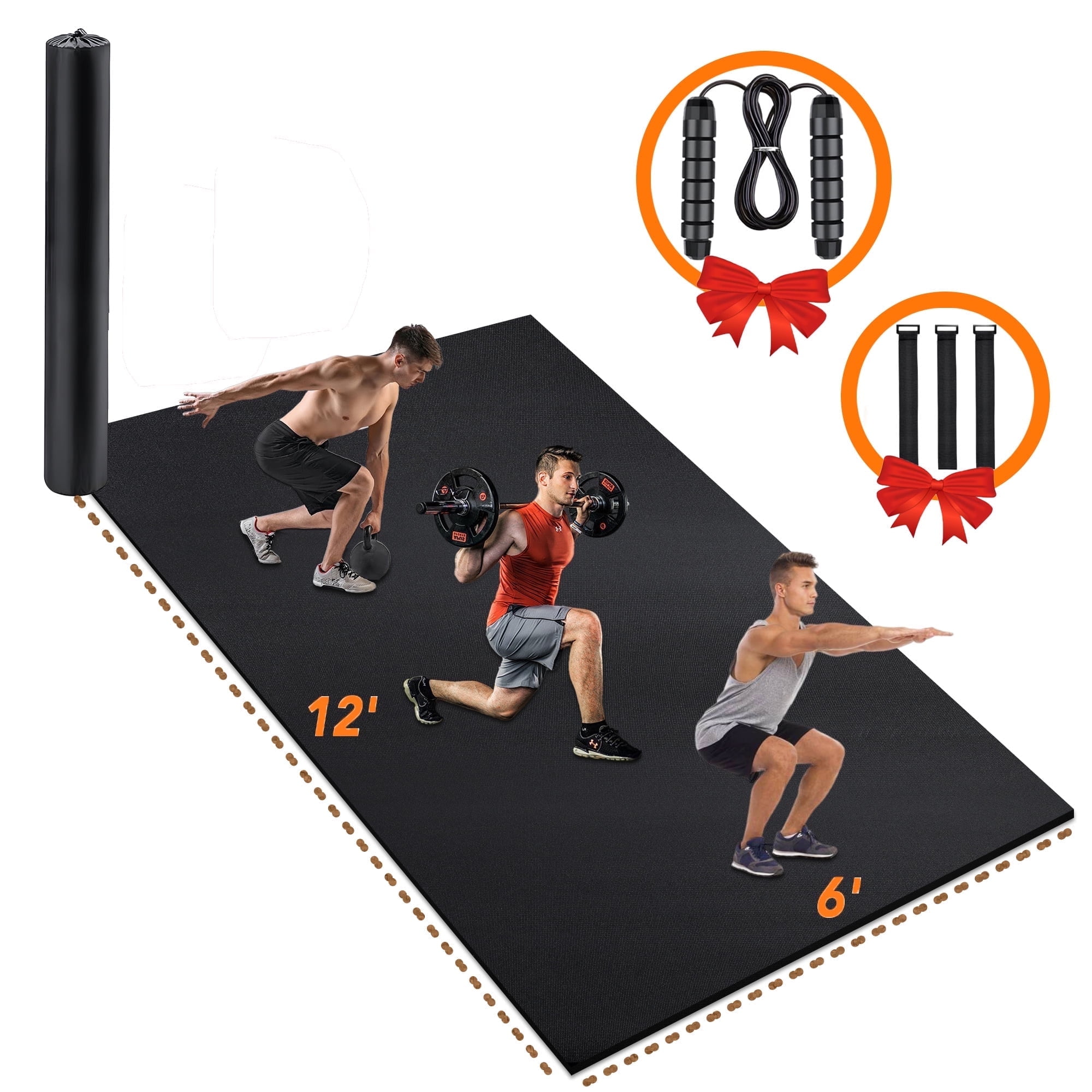 Osoeri 12x6 Ft Exercise Mat 1 3 inch Thick Black For Home Workout Yoga Gym Fitness Men and Women Walmart