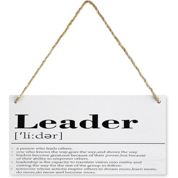 12x6 Inch Gift For Boss,Leader Definition Hanging Rustic Family Signs Sign Decor,Thank You Gift Going Away Gift Goodbye Gifts For Boss Leader