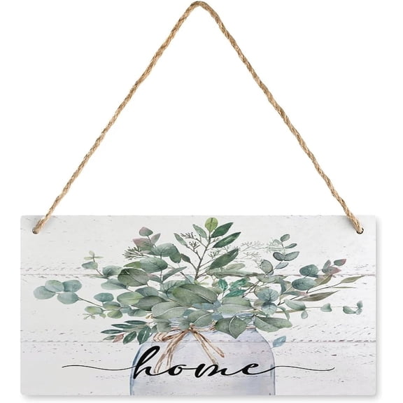 12x6 Inch Spring Botanical Eucalyptus Leaves Sign Wood Decor,Spring Home Wooden Hanging Printed Wall Plaque Sign Decoration For Decor,Sage Green Decor