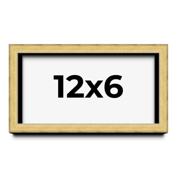 12x6 Shadow Box Frame Gold | 1.375 Inches Deep Real Wood Contemporary Shadowbox Display Frame | UV