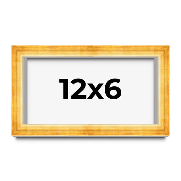 12x6 Shadow Box Frame Gold | 1.625 Inches Deep Real Wood Traditional Shadowbox Display Frame | UV