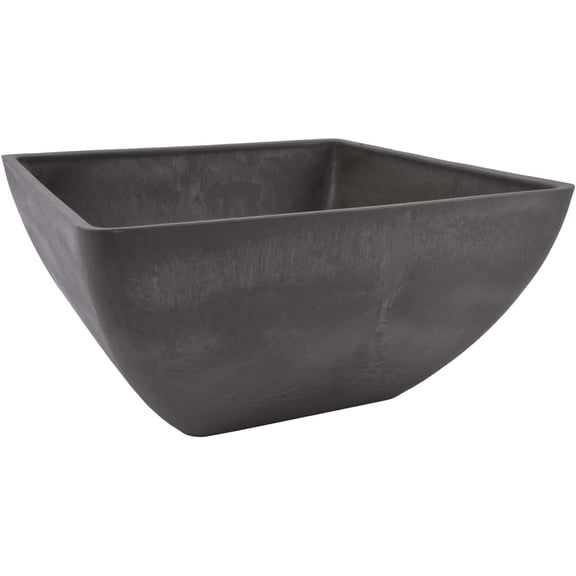 12x6 inch Plastic/Stone/Wood Composite Square Planter No Drainage Hole (Drillable), Modern Indoor/Outer Pot for Flowers, Foliage, Succulents, Fairy Gardens, Dark Charcoal