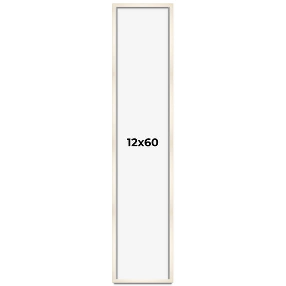 12x60 Frame White Wash Solid Wood Picture Frame | 0.8125 Inch Moulding Width | Includes UV Acrylic