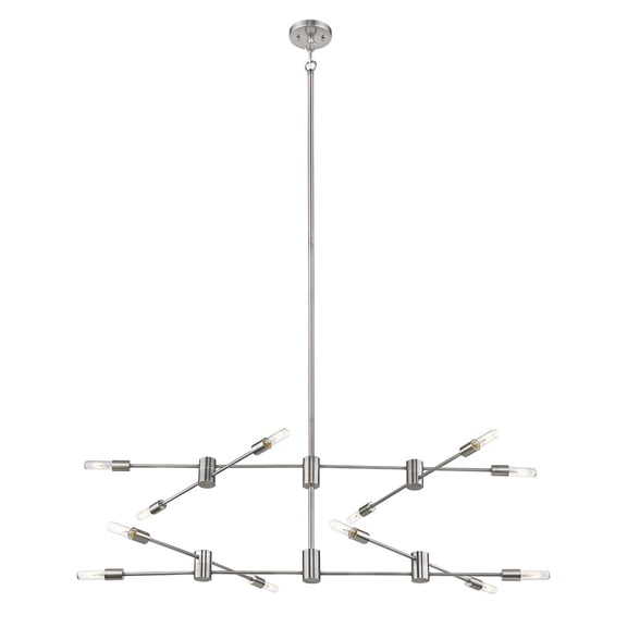 12x60W Multi Light Linear Pendant w/ Polished Nickel Finish by Eglo 203488A in Nickel Finish