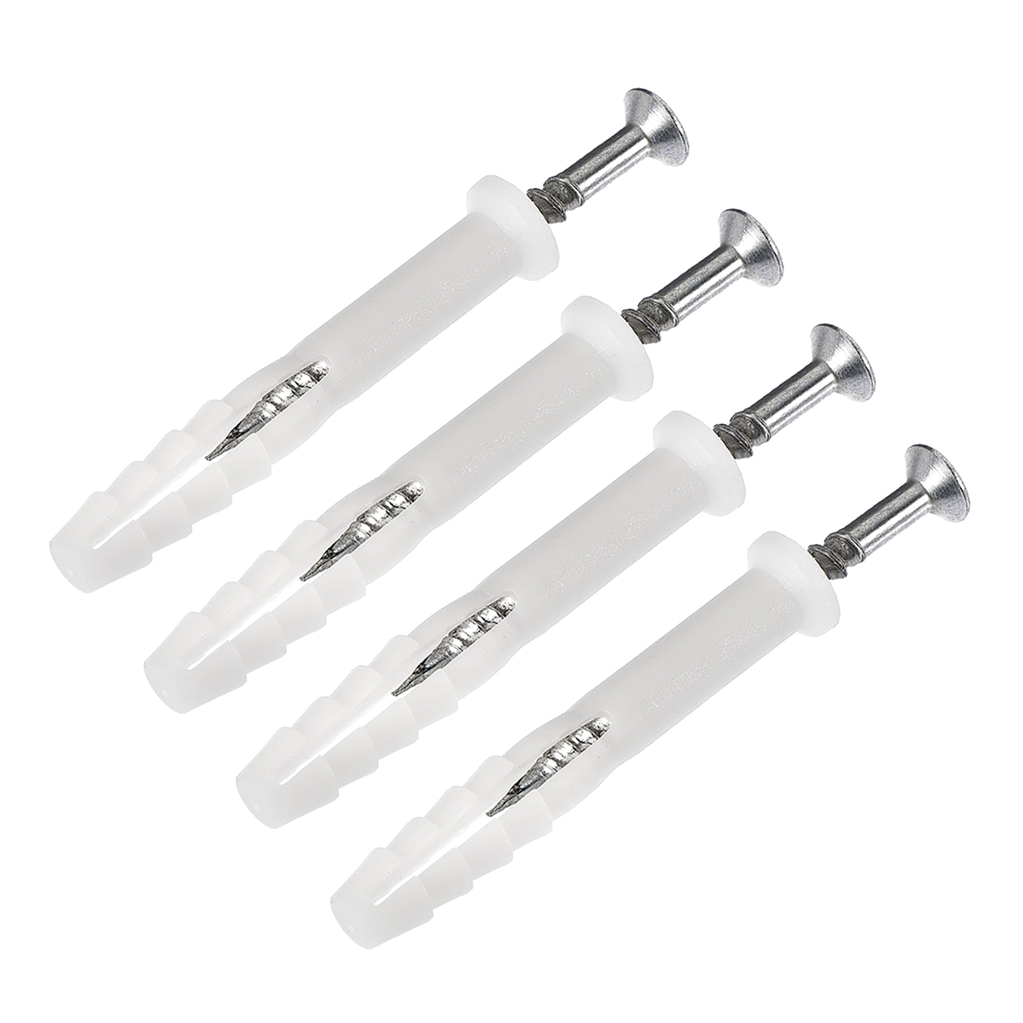 12x61mm Drywall Ribbed Anchors with Screws Plastic 4 Pack