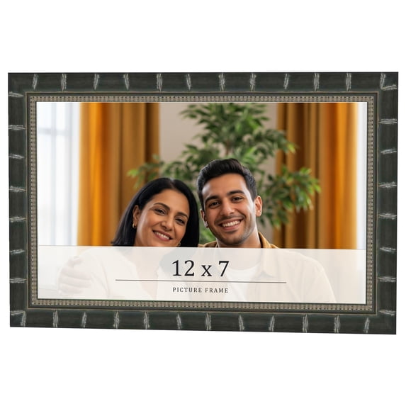 12x7 Frame Black Bamboo Solid Wood Picture Frame Width 1.5 Inches | Interior Frame Depth 0.5 Inches