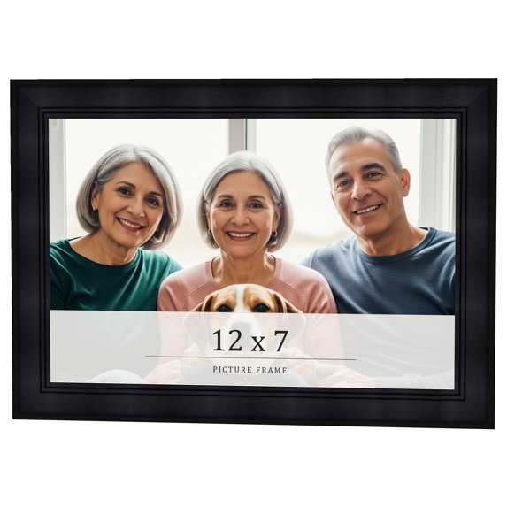12x7 Frame Black Passaggi Solid Wood Picture Frame Width 1.5 Inches | Interior Frame Depth 0.5