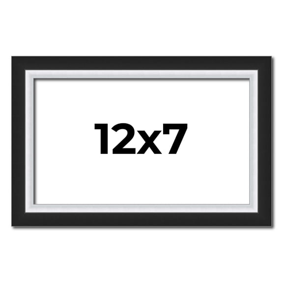 12x7 Frame Black & Silver Solid Wood Picture Frame Width 1.25 Inches | Interior Depth 0.75 Inches |
