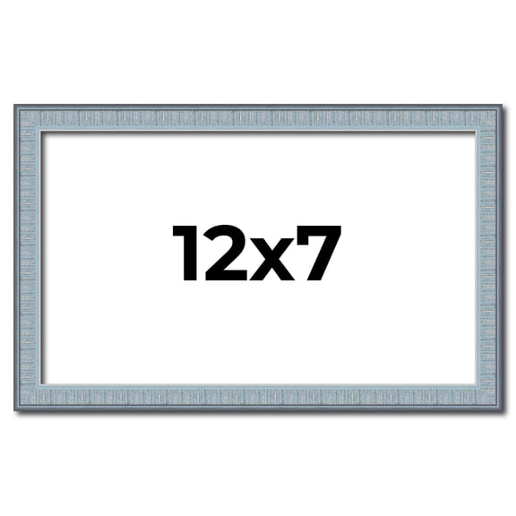 12x7 Frame Blue Scuffed Farm Board Solid Wood Picture Frame Width 0.75 Inches | Interior Depth 0.5