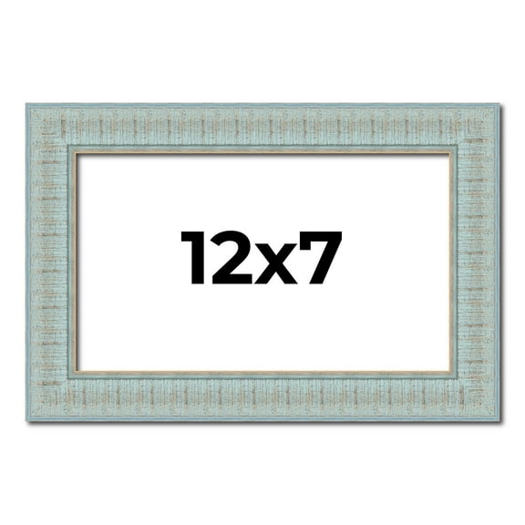 12x7 Frame Blue Teal Distressed Solid Wood Picture Frame | 1.625 Inch Moulding Width | Sonoma Blue